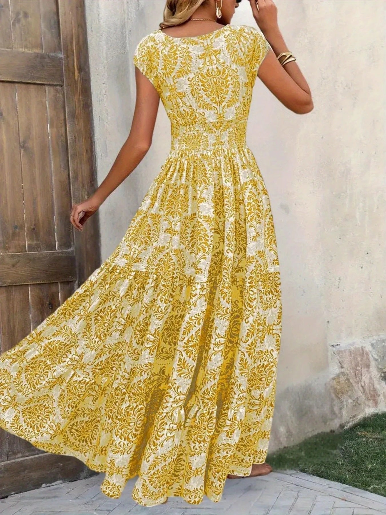 Printed Cap Sleeve Maxi Dress – Sunshine Boutique