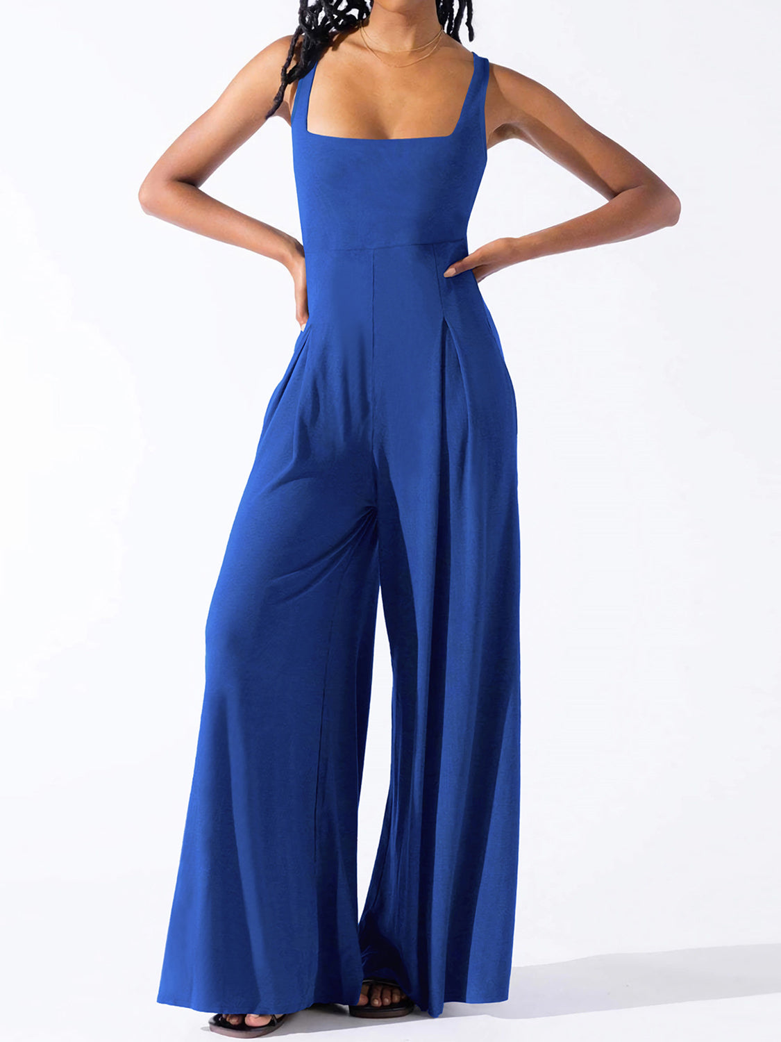 Square Neck Wide Strap Jumpsuit